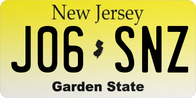 NJ license plate J06SNZ