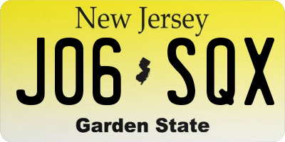 NJ license plate J06SQX