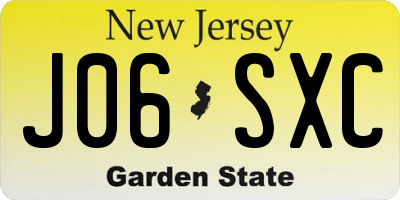 NJ license plate J06SXC