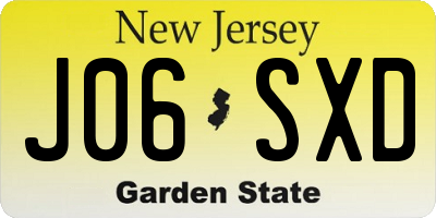 NJ license plate J06SXD