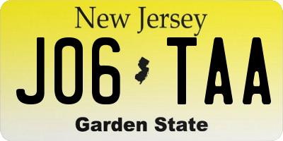 NJ license plate J06TAA