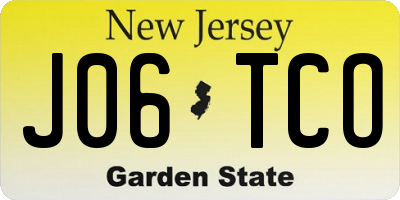NJ license plate J06TCO