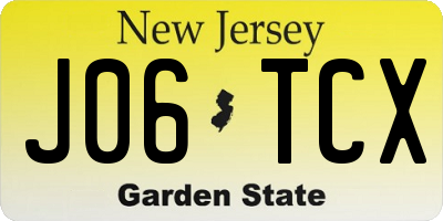 NJ license plate J06TCX