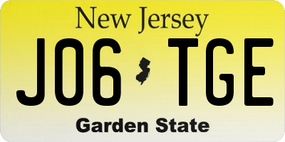 NJ license plate J06TGE