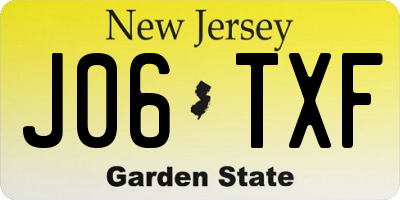 NJ license plate J06TXF
