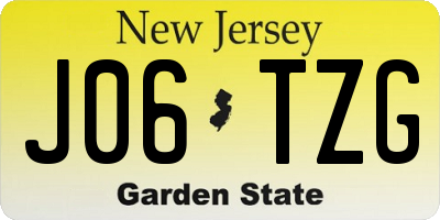 NJ license plate J06TZG