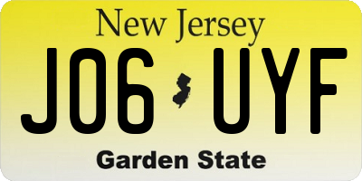 NJ license plate J06UYF