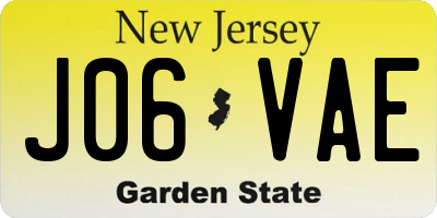NJ license plate J06VAE