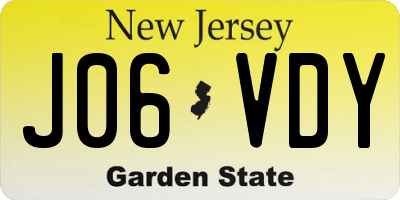 NJ license plate J06VDY