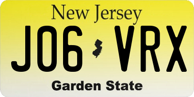 NJ license plate J06VRX