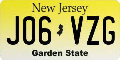 NJ license plate J06VZG