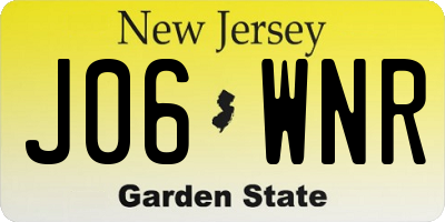 NJ license plate J06WNR