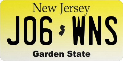 NJ license plate J06WNS