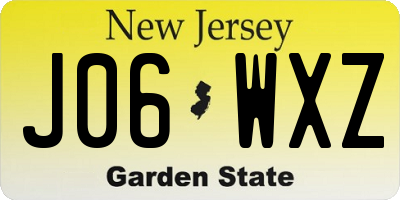 NJ license plate J06WXZ