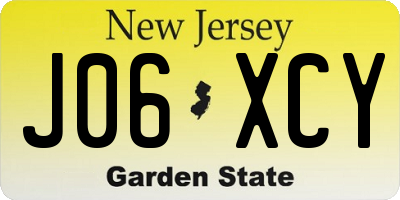 NJ license plate J06XCY