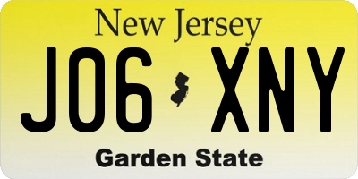 NJ license plate J06XNY