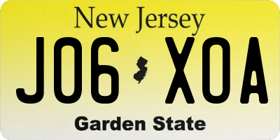 NJ license plate J06XOA