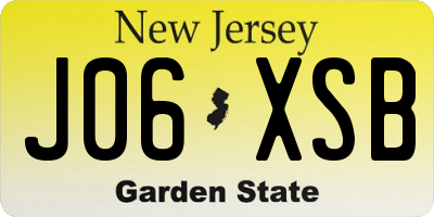 NJ license plate J06XSB