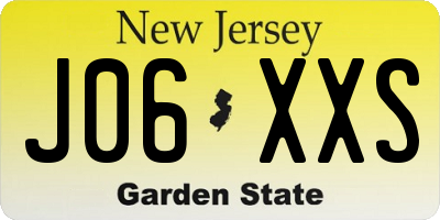 NJ license plate J06XXS