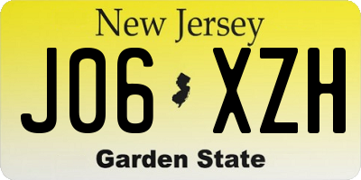 NJ license plate J06XZH