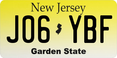 NJ license plate J06YBF