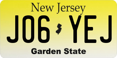 NJ license plate J06YEJ