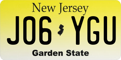 NJ license plate J06YGU