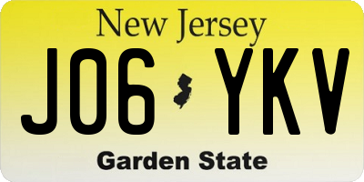 NJ license plate J06YKV