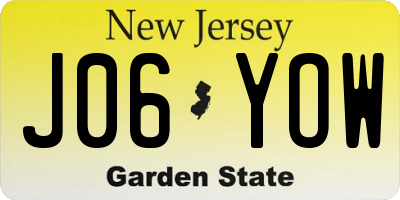 NJ license plate J06YOW
