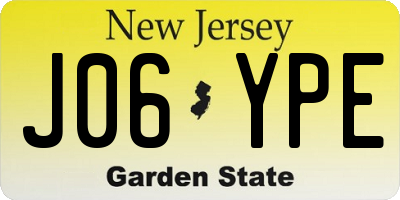 NJ license plate J06YPE