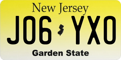 NJ license plate J06YXO