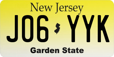 NJ license plate J06YYK