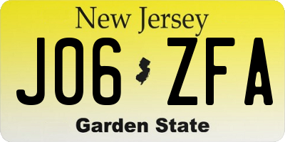 NJ license plate J06ZFA
