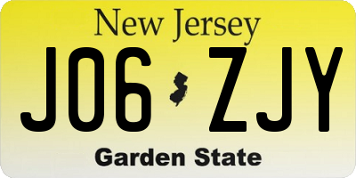 NJ license plate J06ZJY