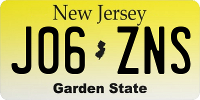 NJ license plate J06ZNS