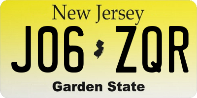 NJ license plate J06ZQR