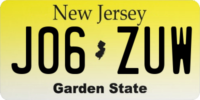 NJ license plate J06ZUW