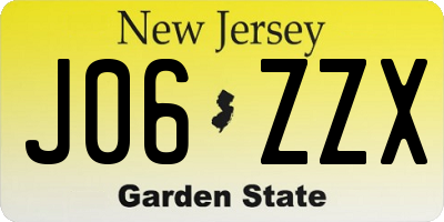 NJ license plate J06ZZX