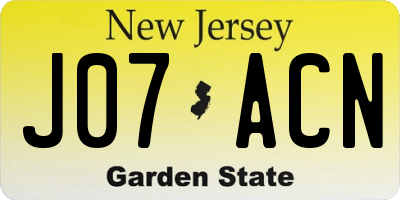 NJ license plate J07ACN