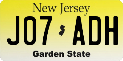 NJ license plate J07ADH