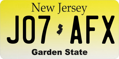 NJ license plate J07AFX