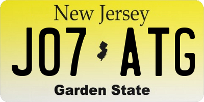 NJ license plate J07ATG
