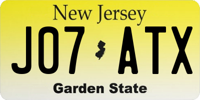 NJ license plate J07ATX