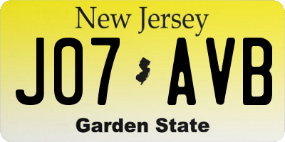 NJ license plate J07AVB