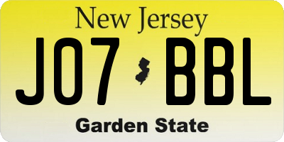 NJ license plate J07BBL