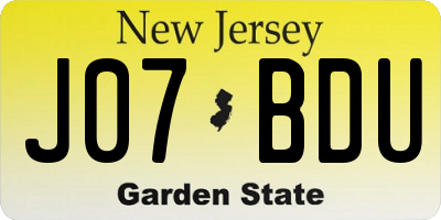 NJ license plate J07BDU