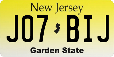 NJ license plate J07BIJ
