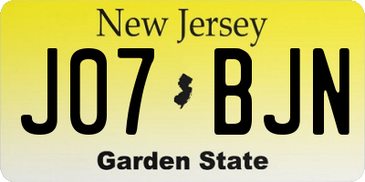 NJ license plate J07BJN
