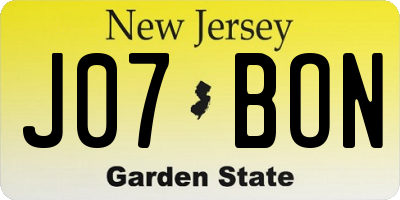 NJ license plate J07BON