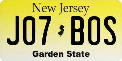 NJ license plate J07BOS
